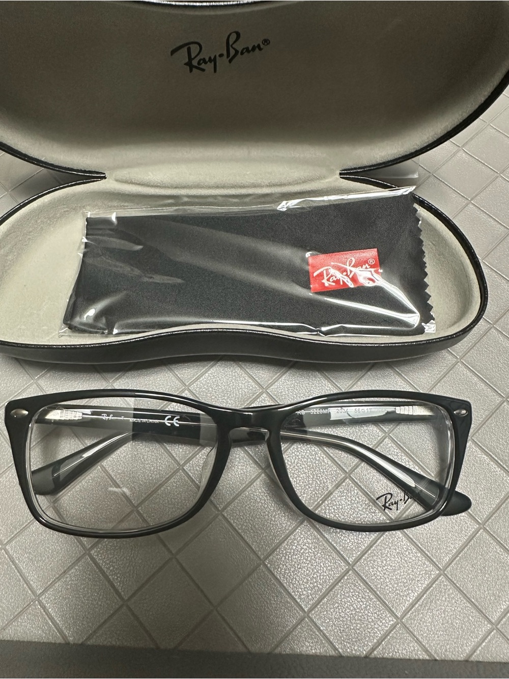 Ray-Ban Men’s Black Rectangle Eyeglasses with Case